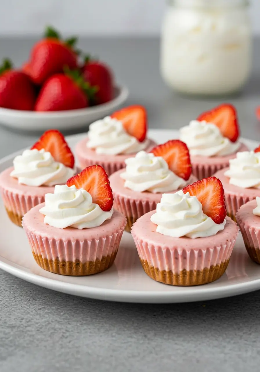 Strawberries & Cream Cheesecakes