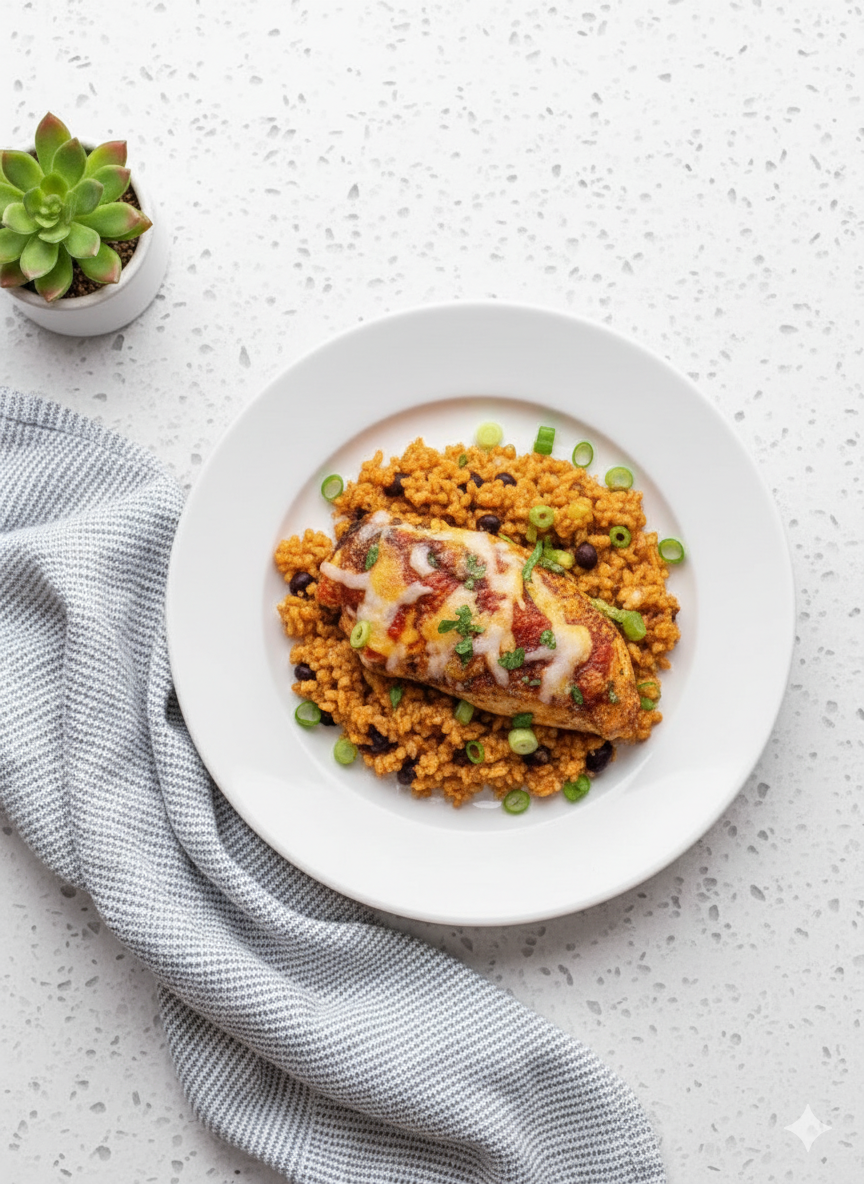 Salsa Chicken and Cauliflower Rice Skillet