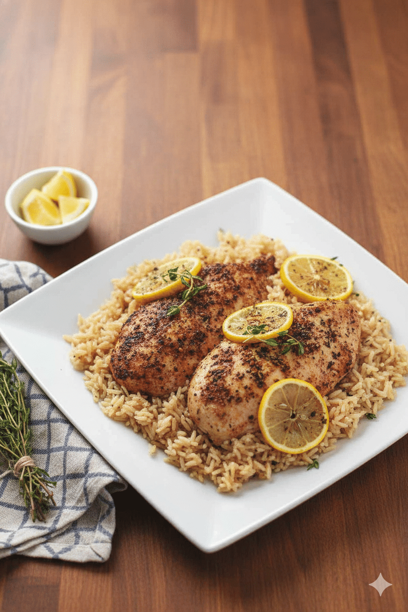 One Pot Lemon Herb Chicken and Rice