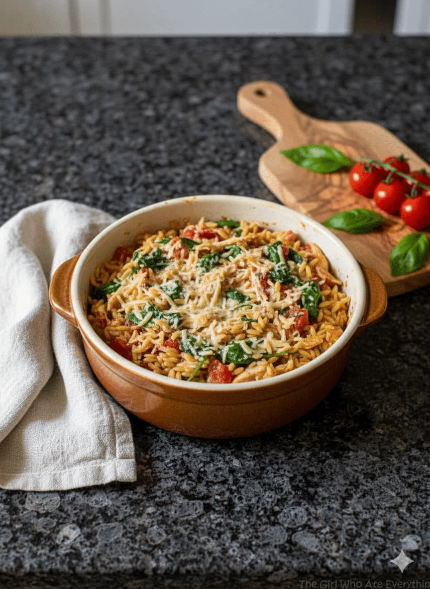 One-Pan Chicken and Spinach Orzo