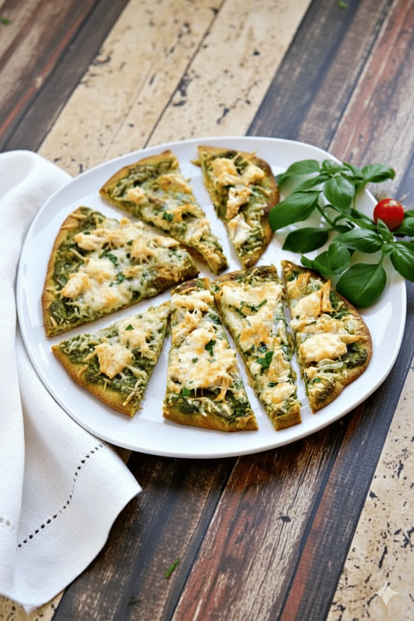 Roasted Garlic & Pesto Chicken Flatbread: Easy, Flavor-Packed Dinner in Minutes