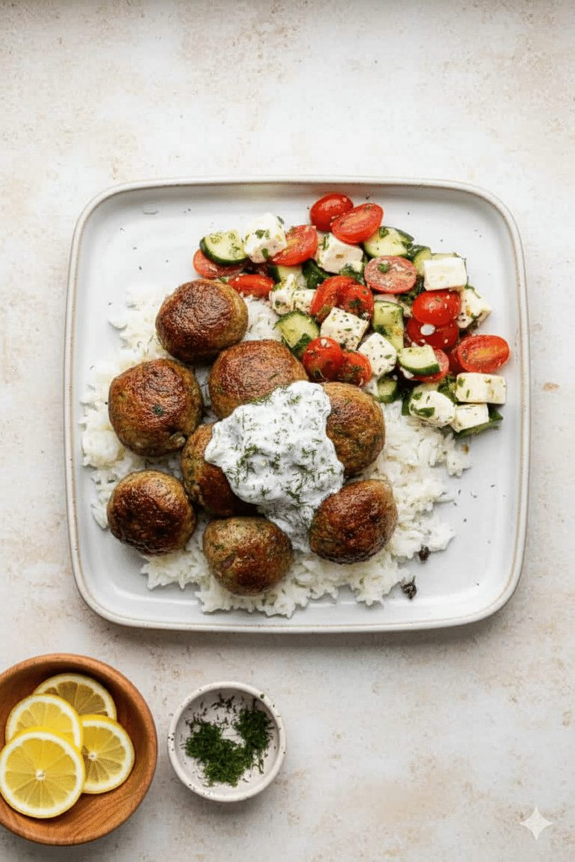 Healthy Greek Turkey Meatballs with Tzatziki