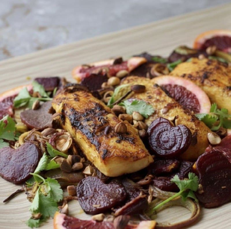 Turmeric Honey Salmon with Roasted Beets and Blood Oranges 5854734272579701570 120