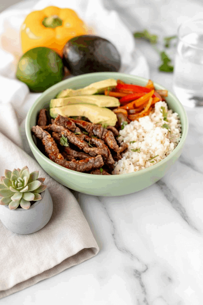 Zesty Keto Beef Fajita Bowls with Cauliflower Rice 4 Generated Image November 02 2025 3 22PM