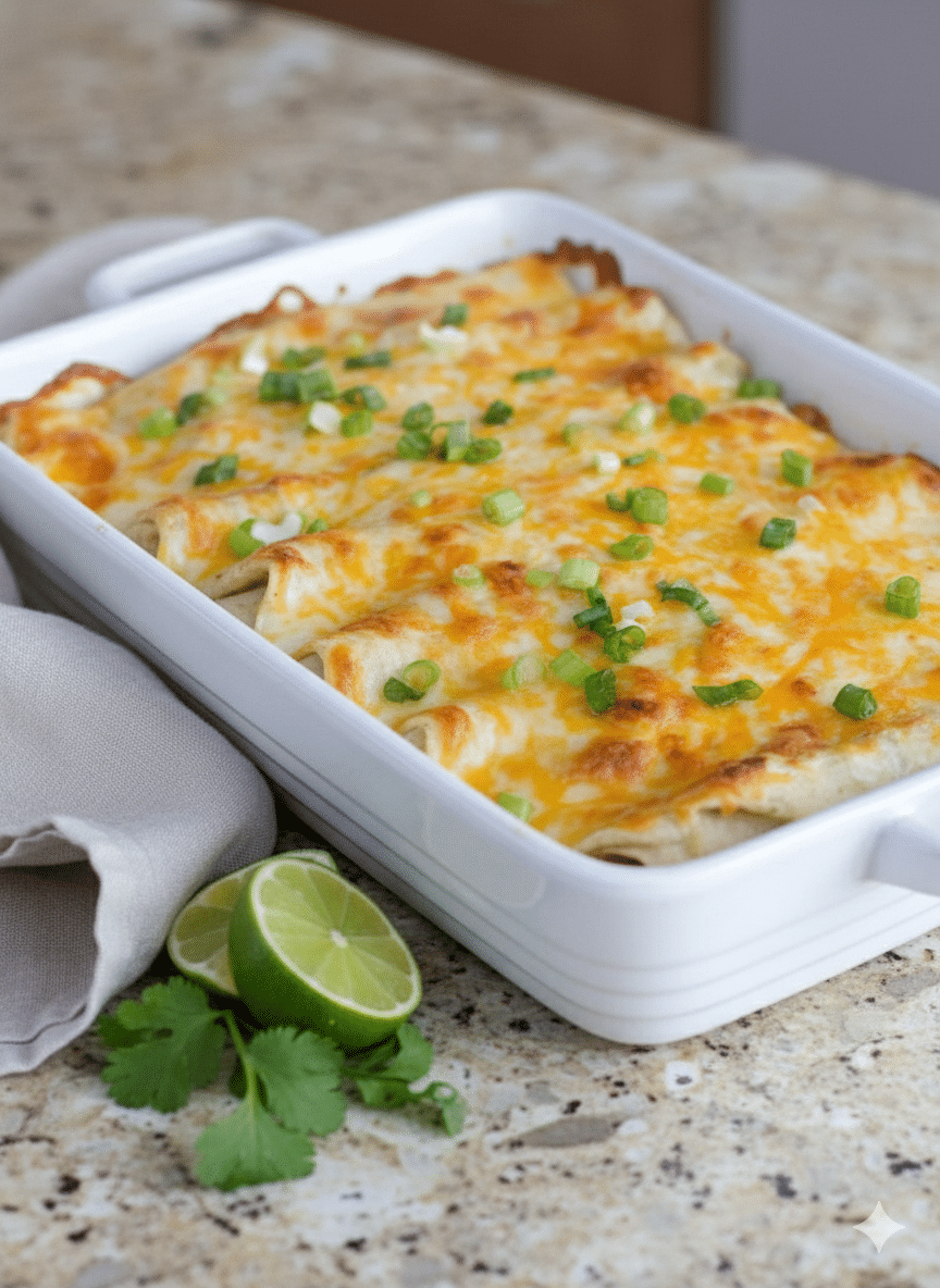 Creamy Keto Sour Cream Chicken Enchiladas
