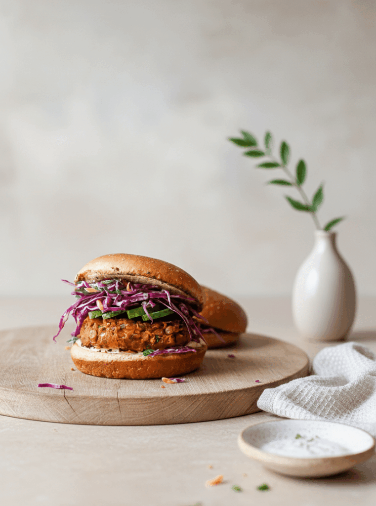 Spiced Lentil Burgers with Creamy Tahini Slaw (Vegan, Gluten-Free, 30 Minutes) Generated Image November 17 2025 4 08PM e1763392679364