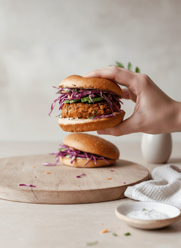 Spiced Lentil Burgers with Creamy Tahini Slaw (Vegan, Gluten-Free, 30 Minutes) Generated Image November 17 2025 4 16PM e1763392822934