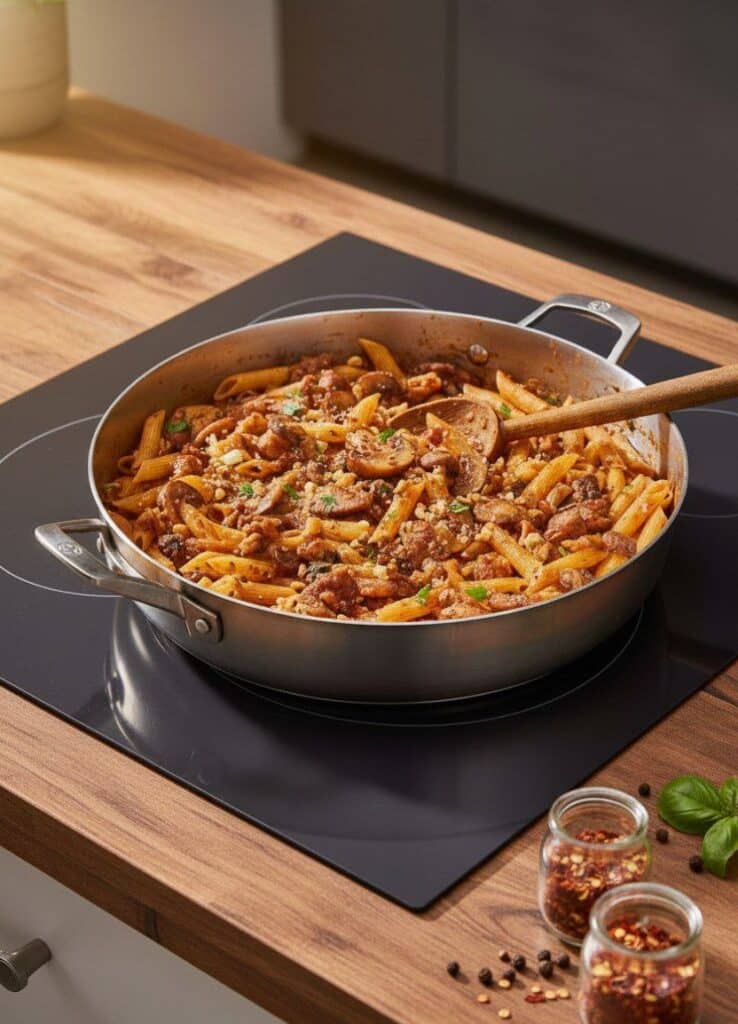 Cream-Free Mushroom Pasta with Garlic and Red Wine 5886561814194096961 121