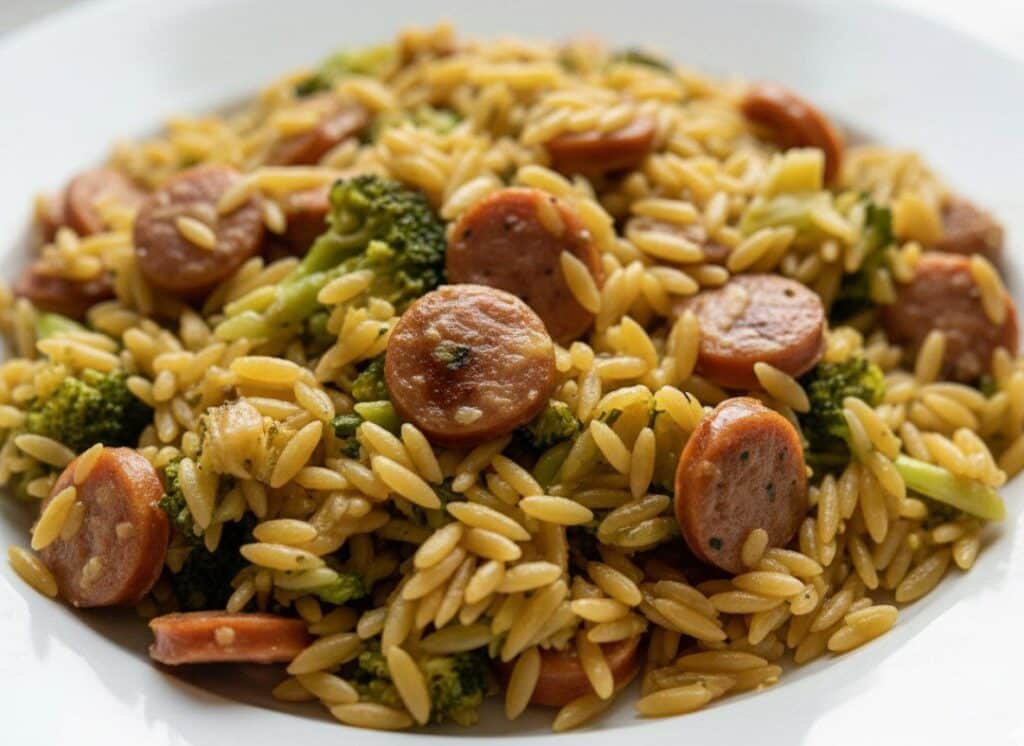 Lemon Garlic Orzo Skillet with Broccoli & Sausage (Vegan and Gluten-Free Option) 5915796952203332432 121