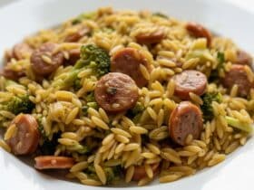 Lemon Garlic Orzo Skillet with Broccoli & Sausage (Vegan and Gluten-Free Option) 5915796952203332432 121
