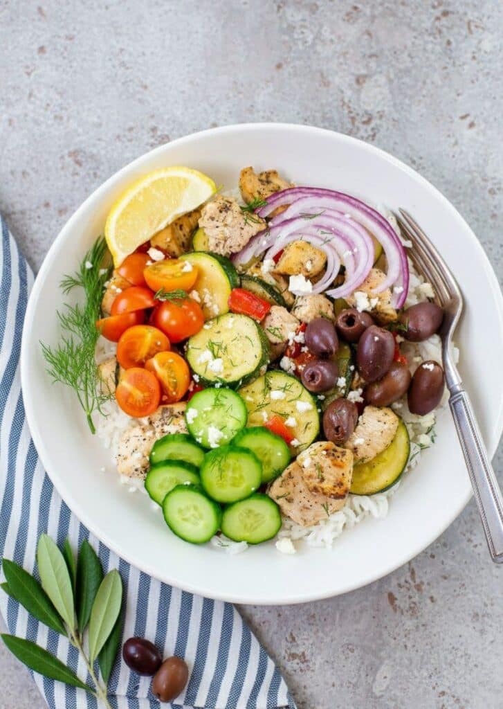 Crispy Air Fryer Greek Chicken Bowls with Fresh Veggies and Tzatziki 5933898259376048960 121