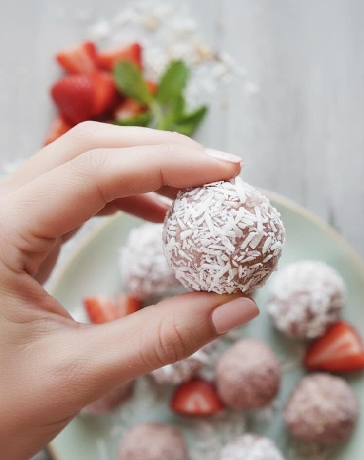 Healthy No-Bake Strawberry Cheesecake Balls (Vegan & Gluten-Free) unnamed 65 1 e1771406750130