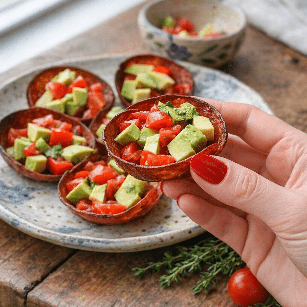 Crispy Keto Salami Cups with Avocado and Tomatoes 1772439533436 019cada0 49b7 7bd9 b6ce a8e3dff2a987