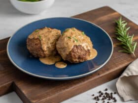 Creamy Keto Feta Burgers with Tomato Cream Sauce (Low Carb Dinner Idea) photo 3