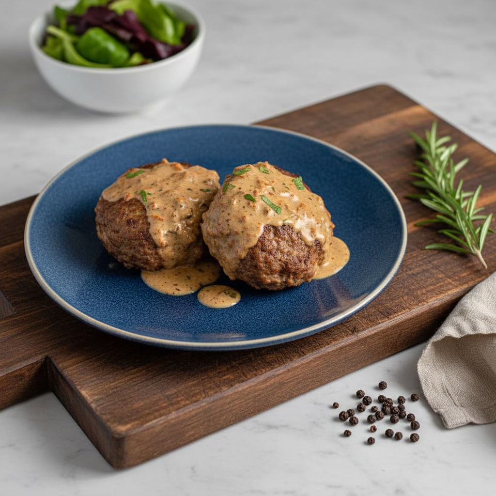 Creamy Keto Feta Burgers with Tomato Cream Sauce (Low Carb Dinner Idea) photo 3